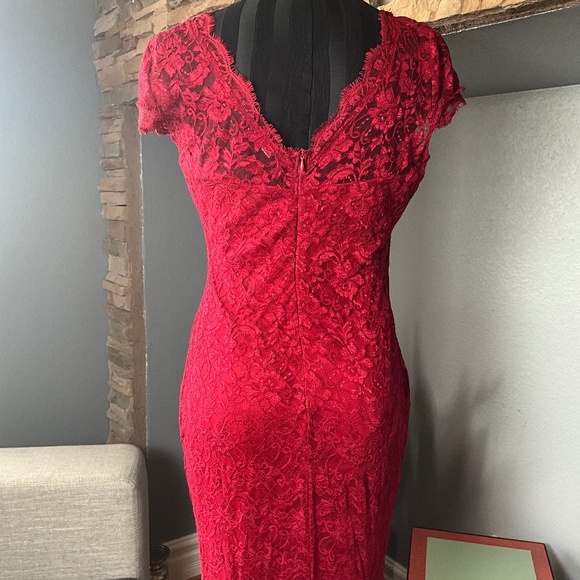 Whimsigoth Vamp Stretch Lace Maxi Gown Mermaid Fairygrunge Pinup Siren Red L - Picture 6 of 12